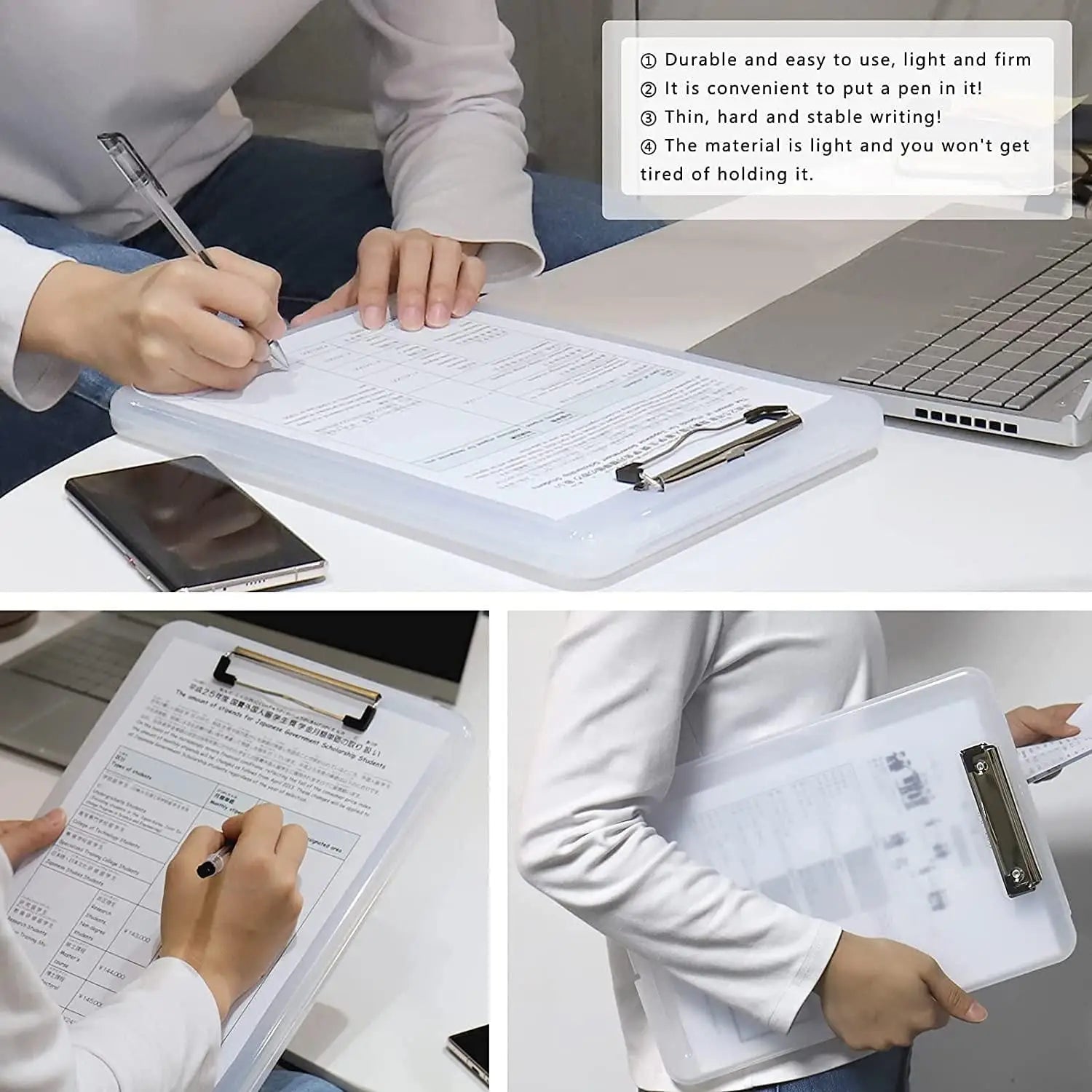 Clipboard paper holder storage writing pad with plastic ideal for office nurse students teachers sales
