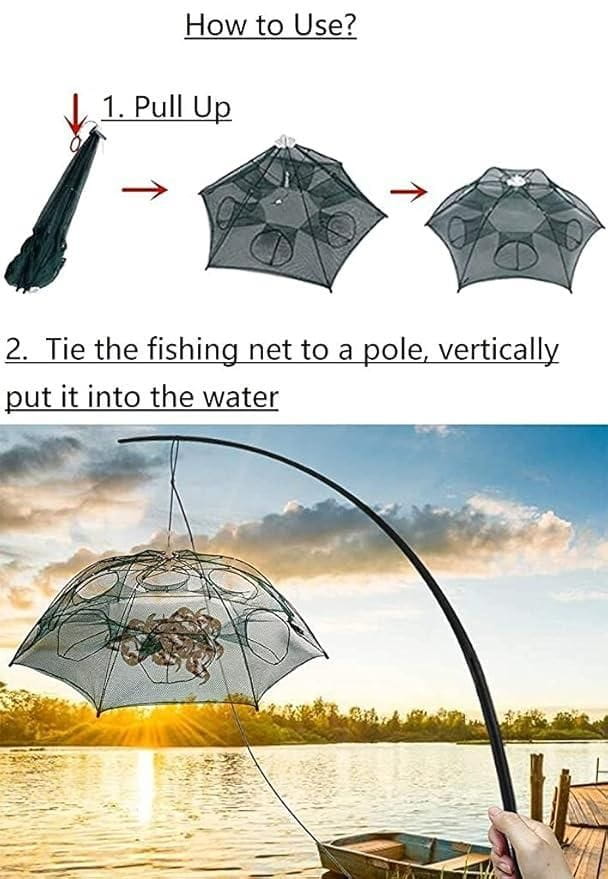Portable folding fishing net