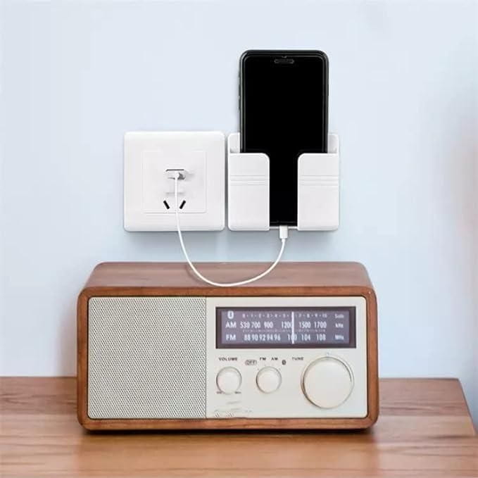 Wall mounted mobile holder with adhesive strips& charging