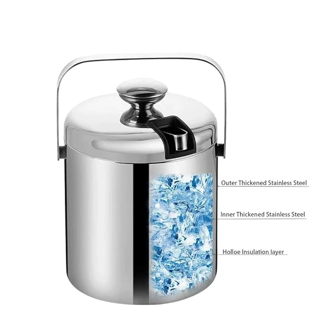 Double-walled stainless ice bucket