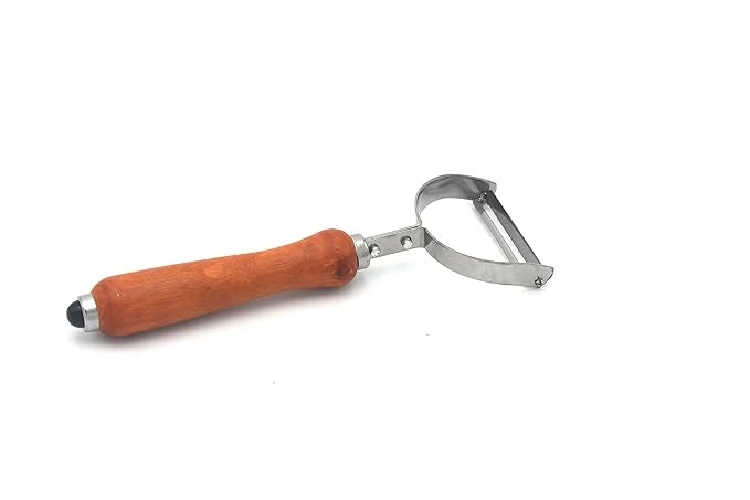 Wooden handle vegetable peeler