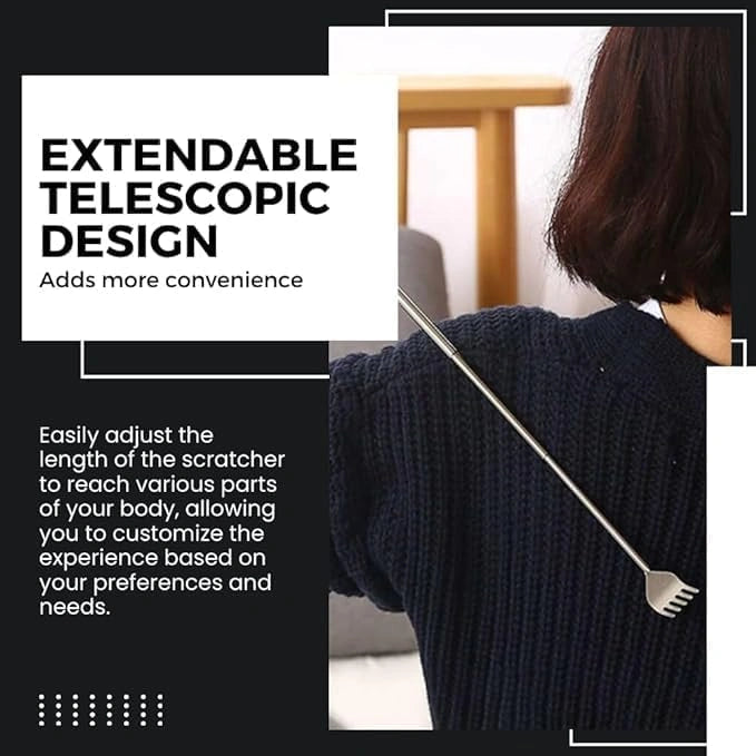 Telescopic stainless steel back scratcher