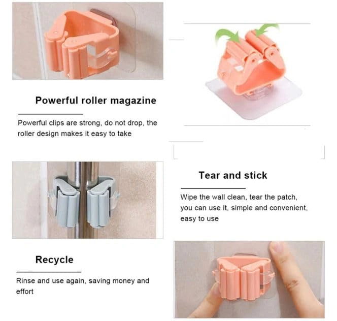 Mop holder wall hooks (4-pack)