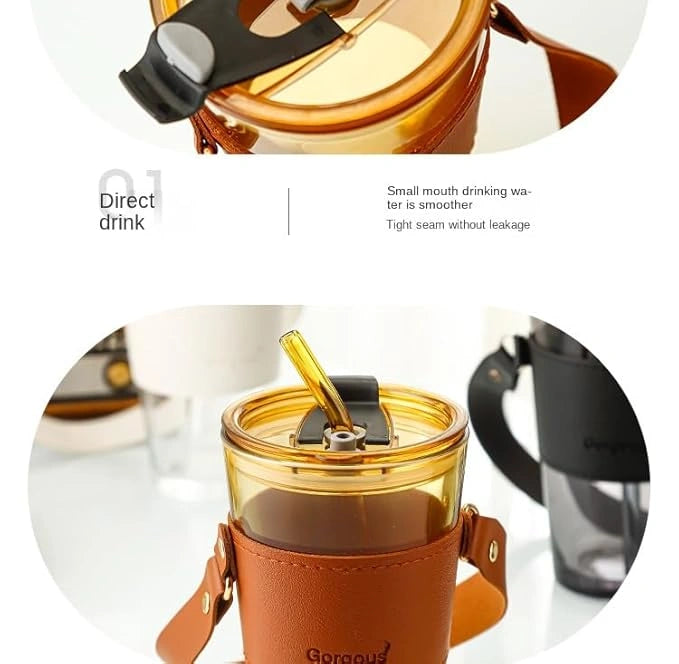 Glass tumbler with straw – pack of 1
