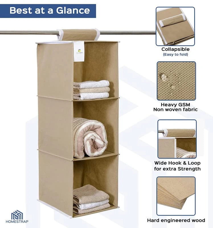 3-shelf hanging closet organizer