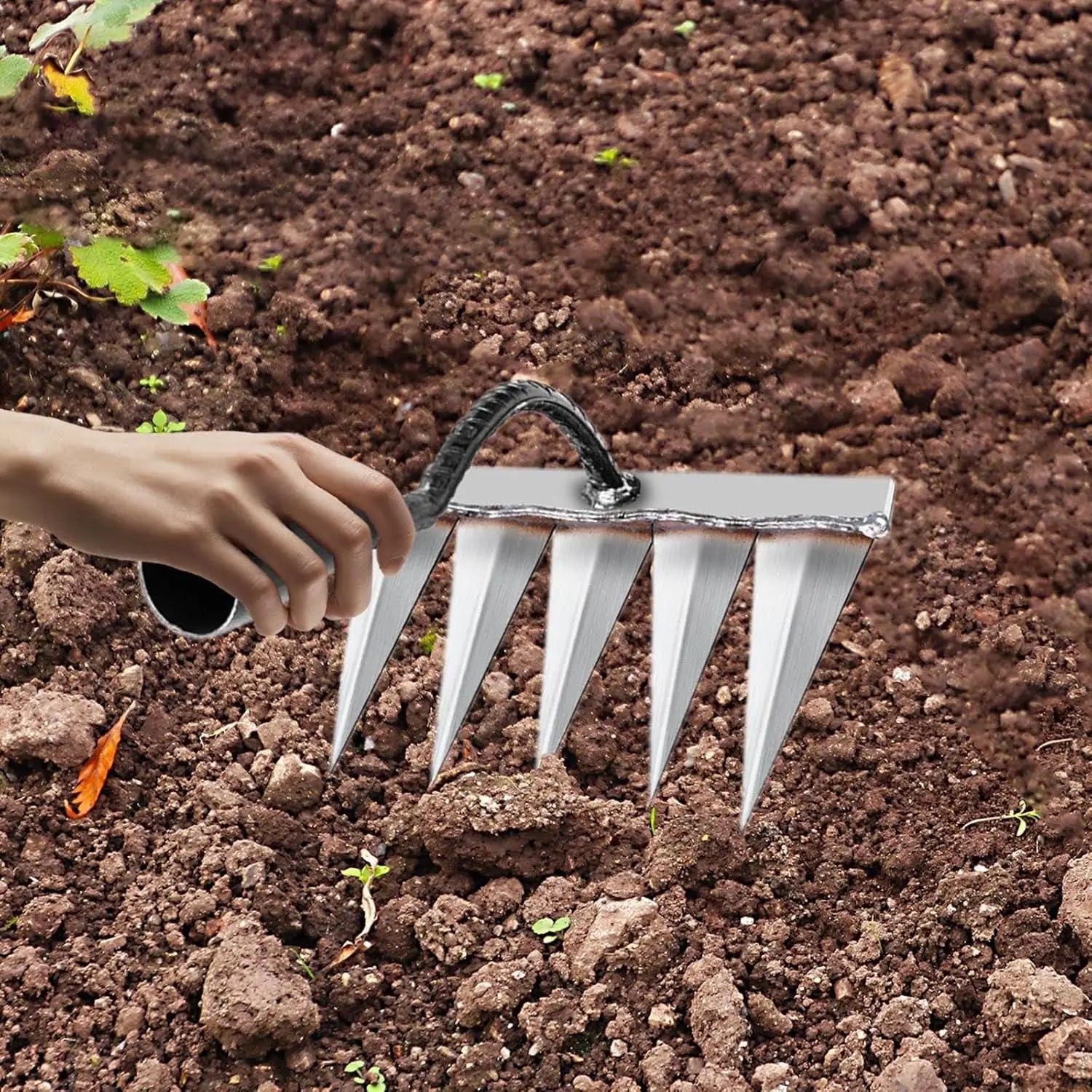 5 teeth steel nail rake