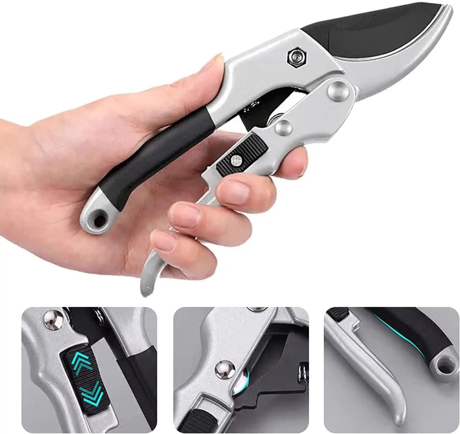 Stainless steel ratchet pruning shears