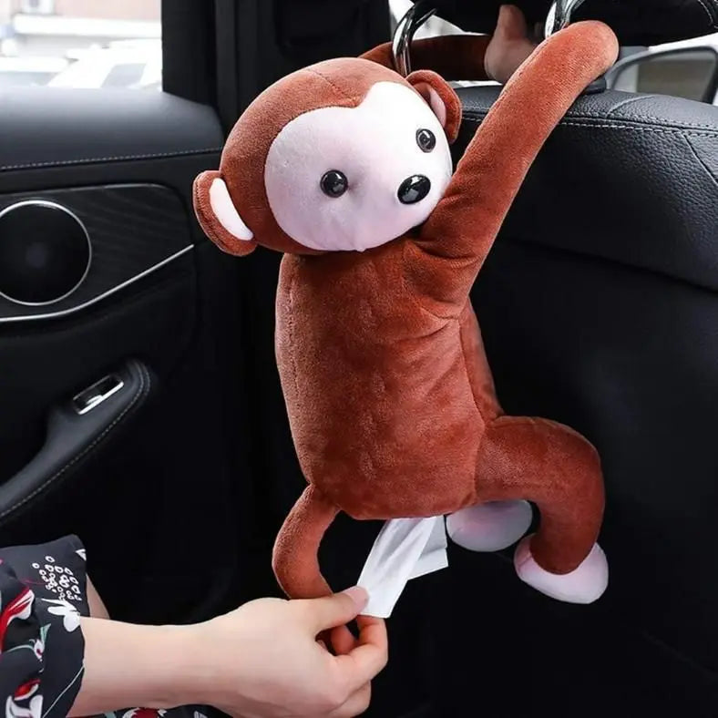 Plush monkey tissue holder
