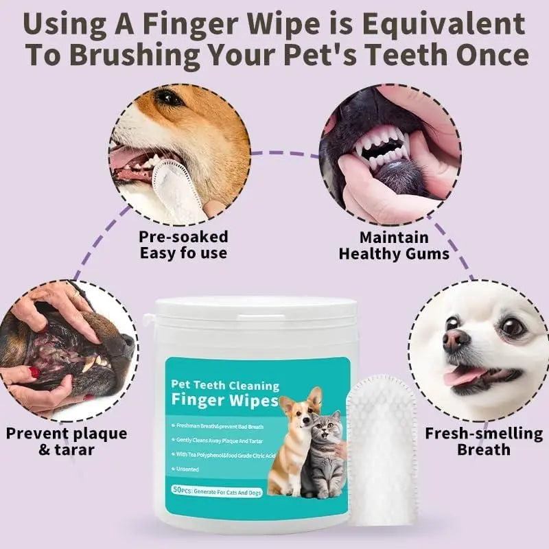 Pet dental finger wipes – 50 pcs