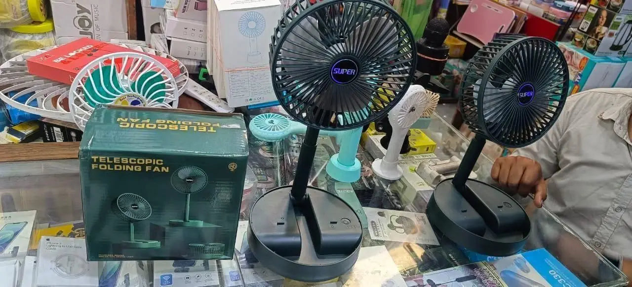 Adjustable height telescopic rechargeable standing fan pedestal