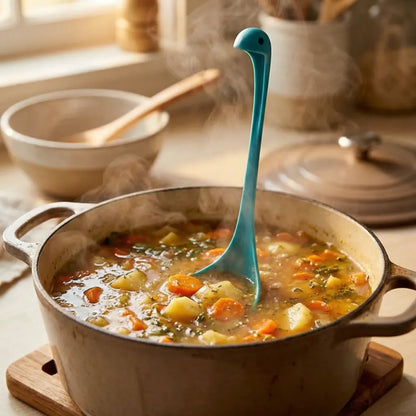 5871 soup spoon creative long handle standing loch ness monster colander dinnerware cooking tools kitchen accessories
