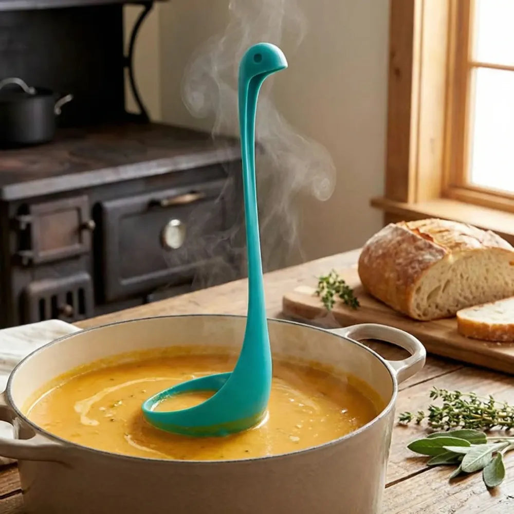 5871 soup spoon creative long handle standing loch ness monster colander dinnerware cooking tools kitchen accessories