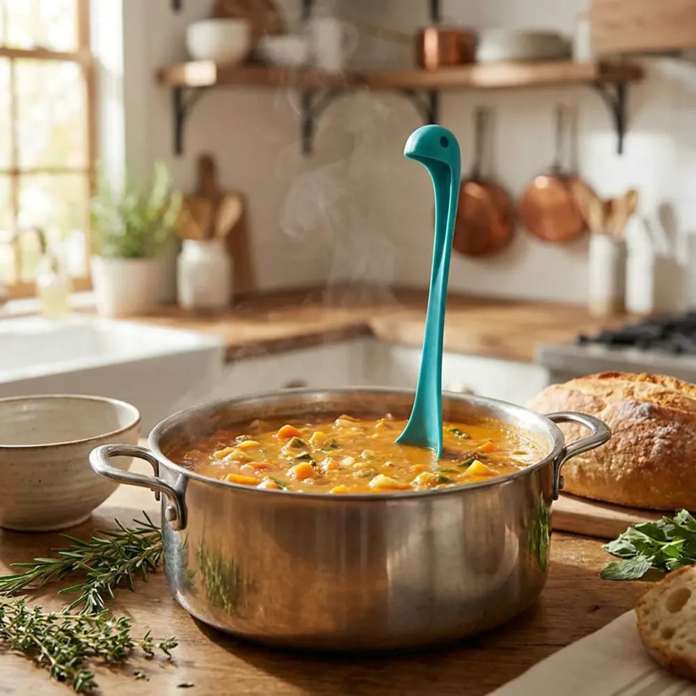 5871 soup spoon creative long handle standing loch ness monster colander dinnerware cooking tools kitchen accessories