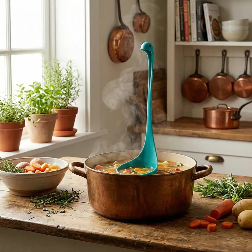 5871 soup spoon creative long handle standing loch ness monster colander dinnerware cooking tools kitchen accessories