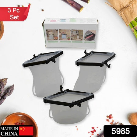 5985 Reusable Silicone Food Storage Bag 3 Bag Set Leakproof Lock Reusable Flat Bottom Freezer Bags Sandwich Bags