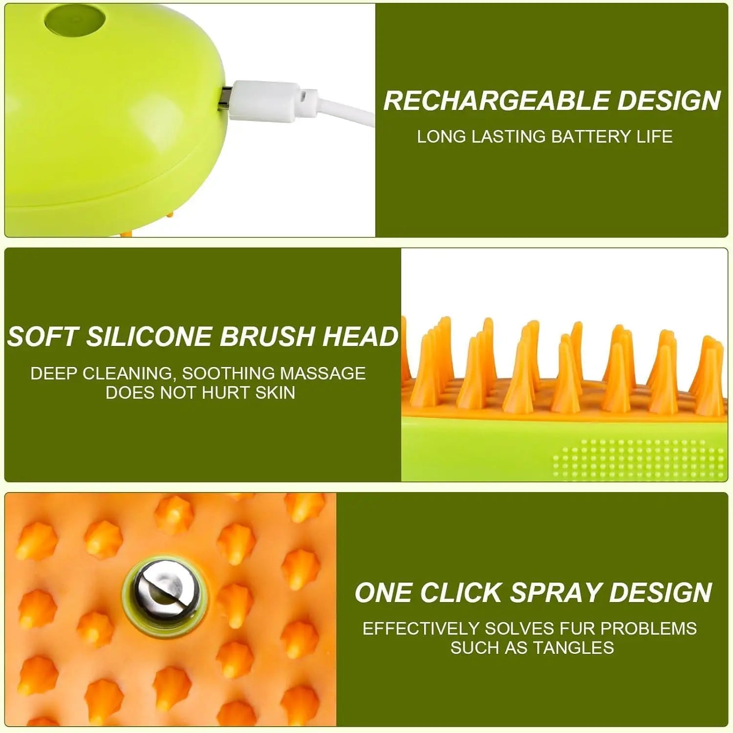 Steaming pet hair brush