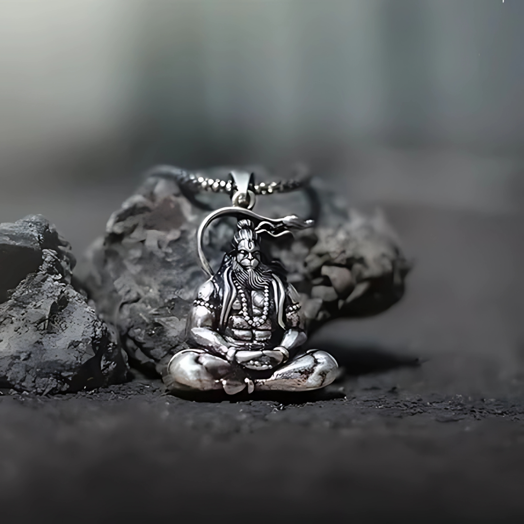 Hanuman Silver Locket With Chain