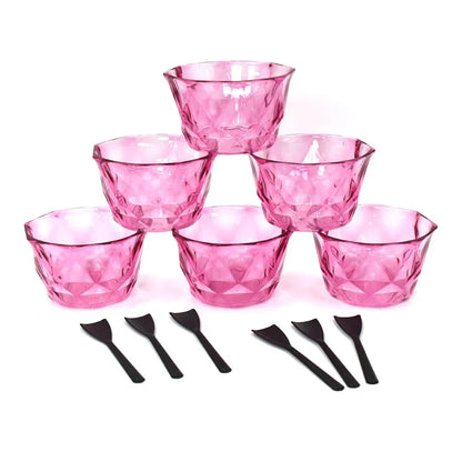 6 pc diamond ice cream bowl set - home & kitchen
