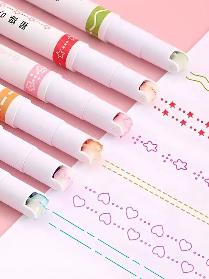 6-Piece Curve Pattern Highlighter Pen Set