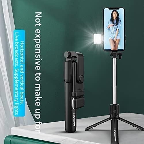 Extendable flash 3-in-1 selfie stick tripod with bluetooth remote