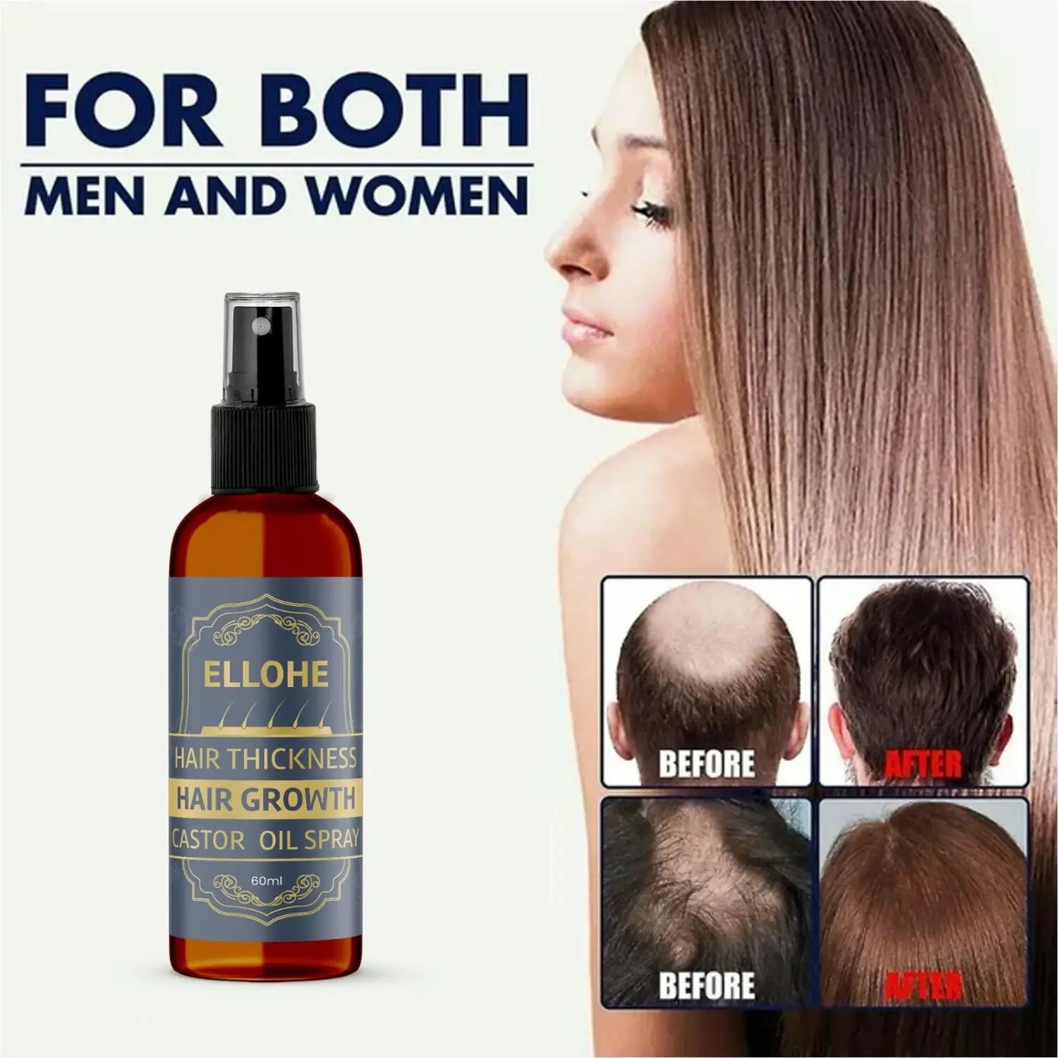 Ellohe hair thickness growth castor oil spray 120ml pack of 2