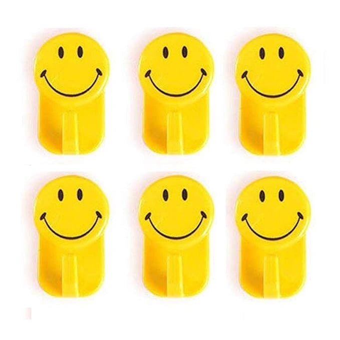 Self-adhesive smiley face hooks
