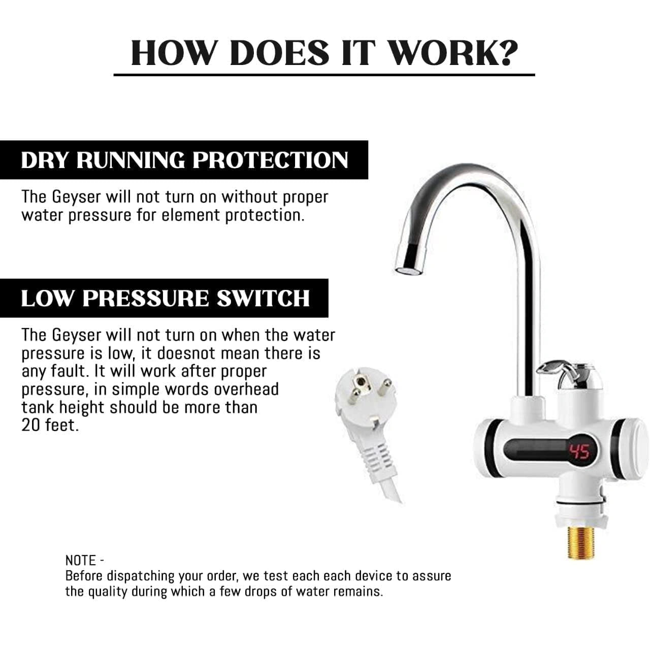 3000w led instant water heater tap