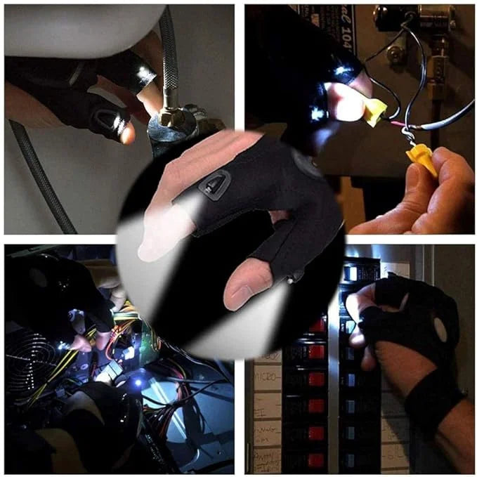 Led flashlight work gloves