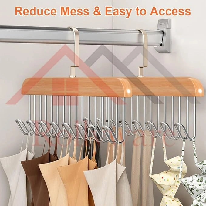 Wooden hanger with metal hooks (pack of 2)