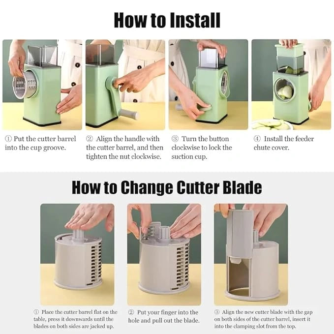 Manual rotary vegetable grater