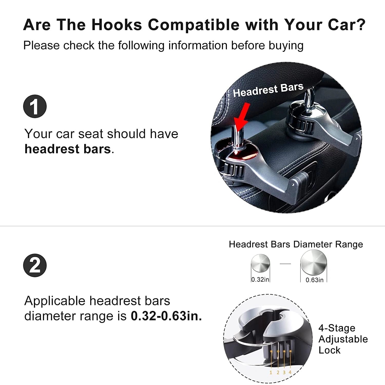2-in-1 car seat hook & phone holder (pack of 2)