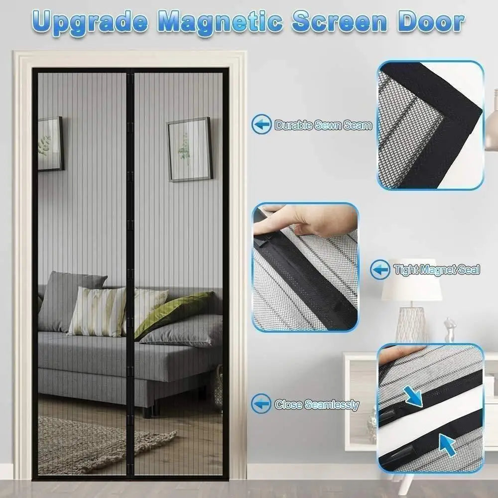 Mesh screen net home magnetic foldable anti mosquito door curtains