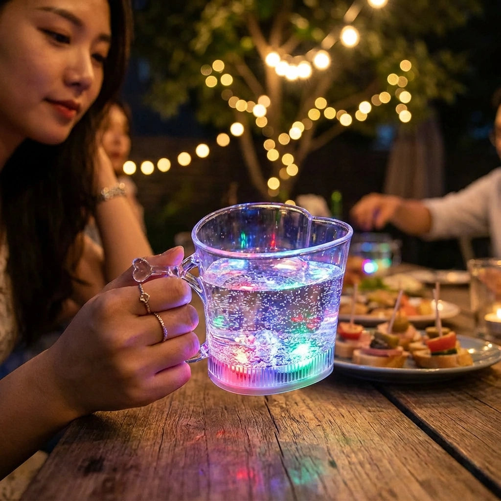 Heart-Shaped LED Glass Cup
