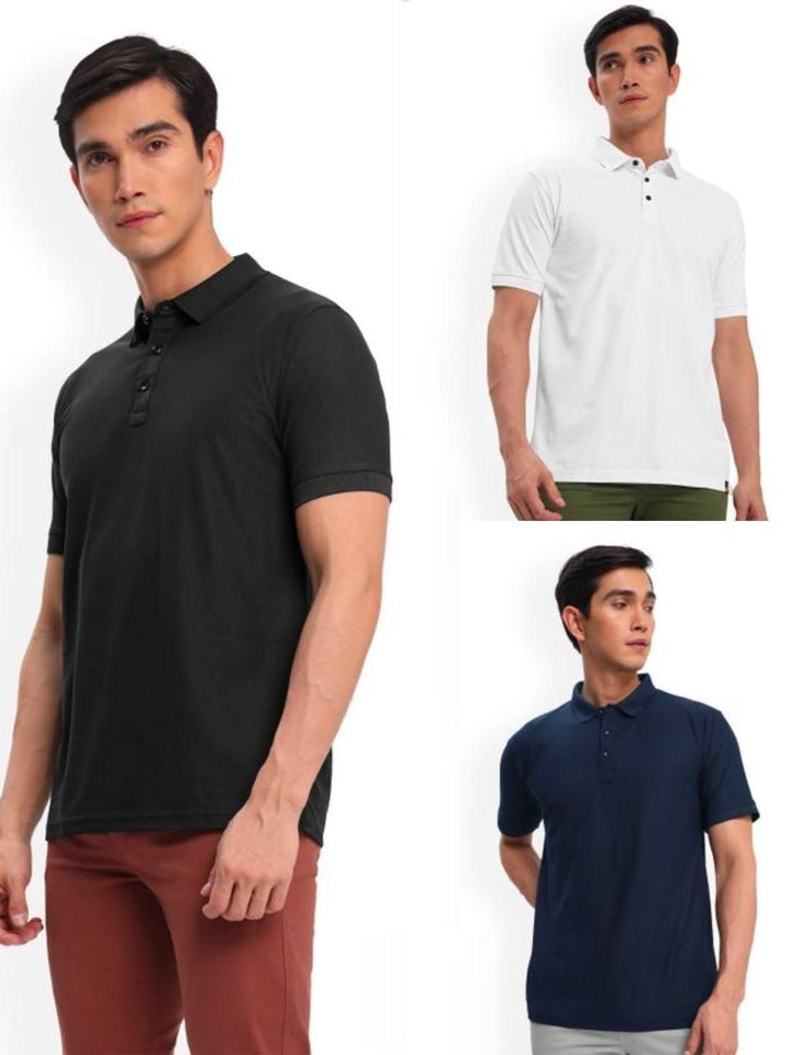 Poly Cotton Solid Half Sleeves Mens Polo T-shirt (Pack of 3)