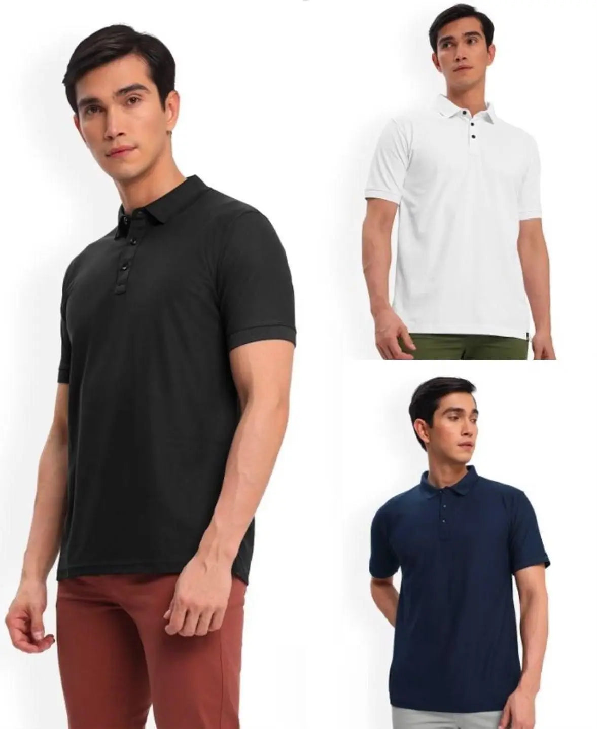 Poly cotton solid half sleeves mens polo t-shirt (pack of 3)