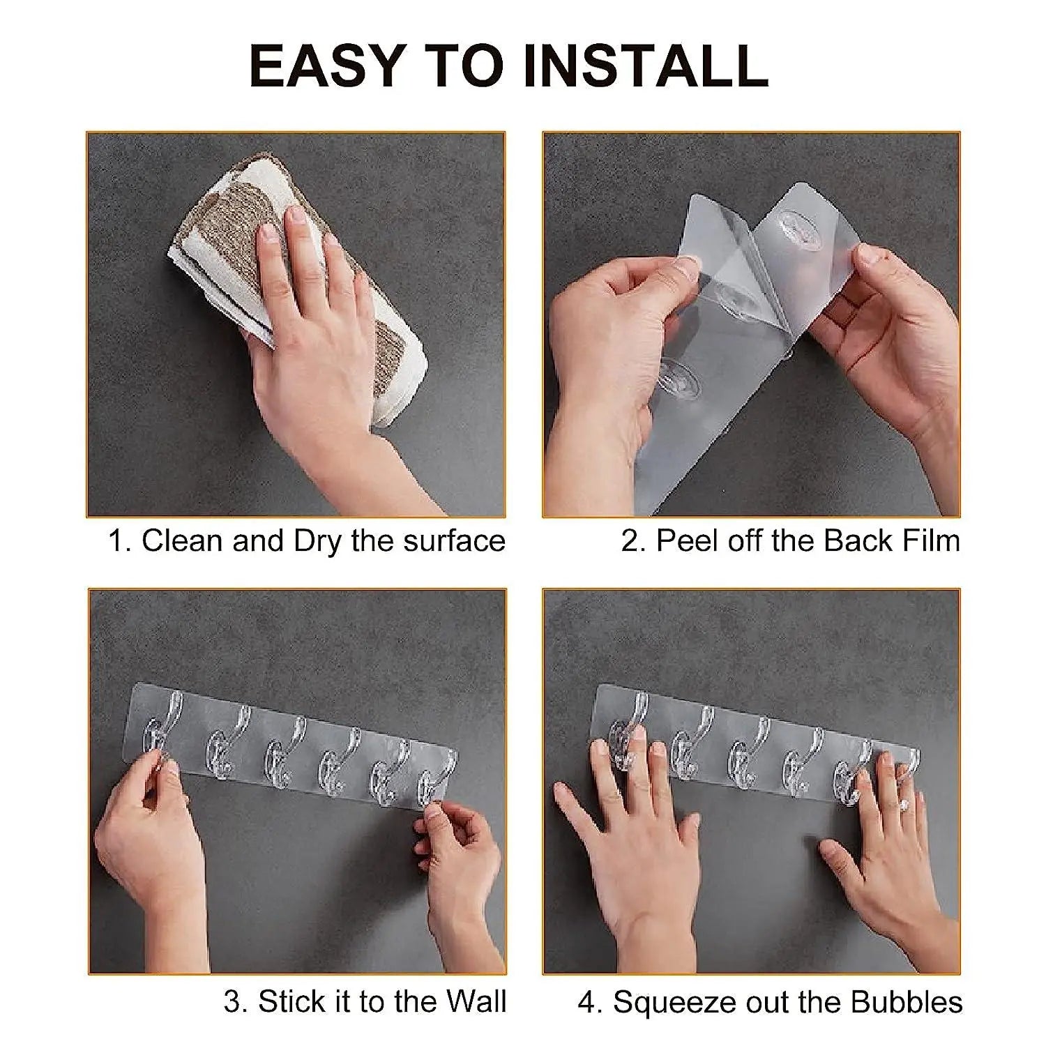 Adhesive wall hook rack – 6 hooks