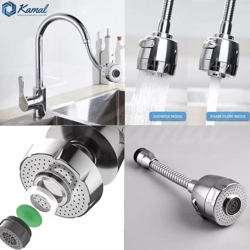 Premium quality extension | 360 degree flexible rotation dual flow spout faucet(pack of 2)