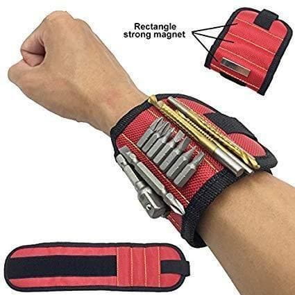 Magnetic wrist band for holding small metal accessories & tools