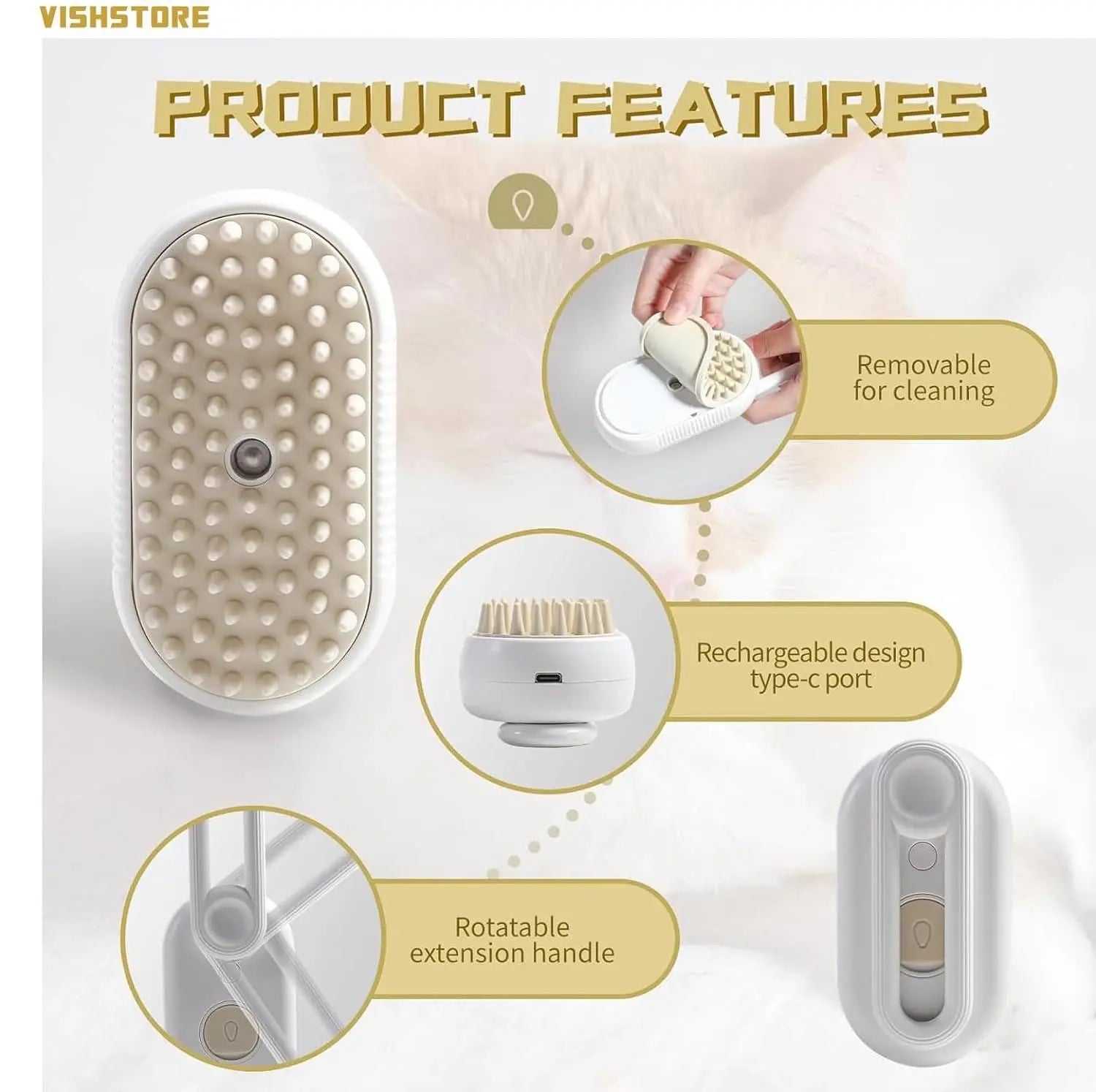 Steam brush for pets
