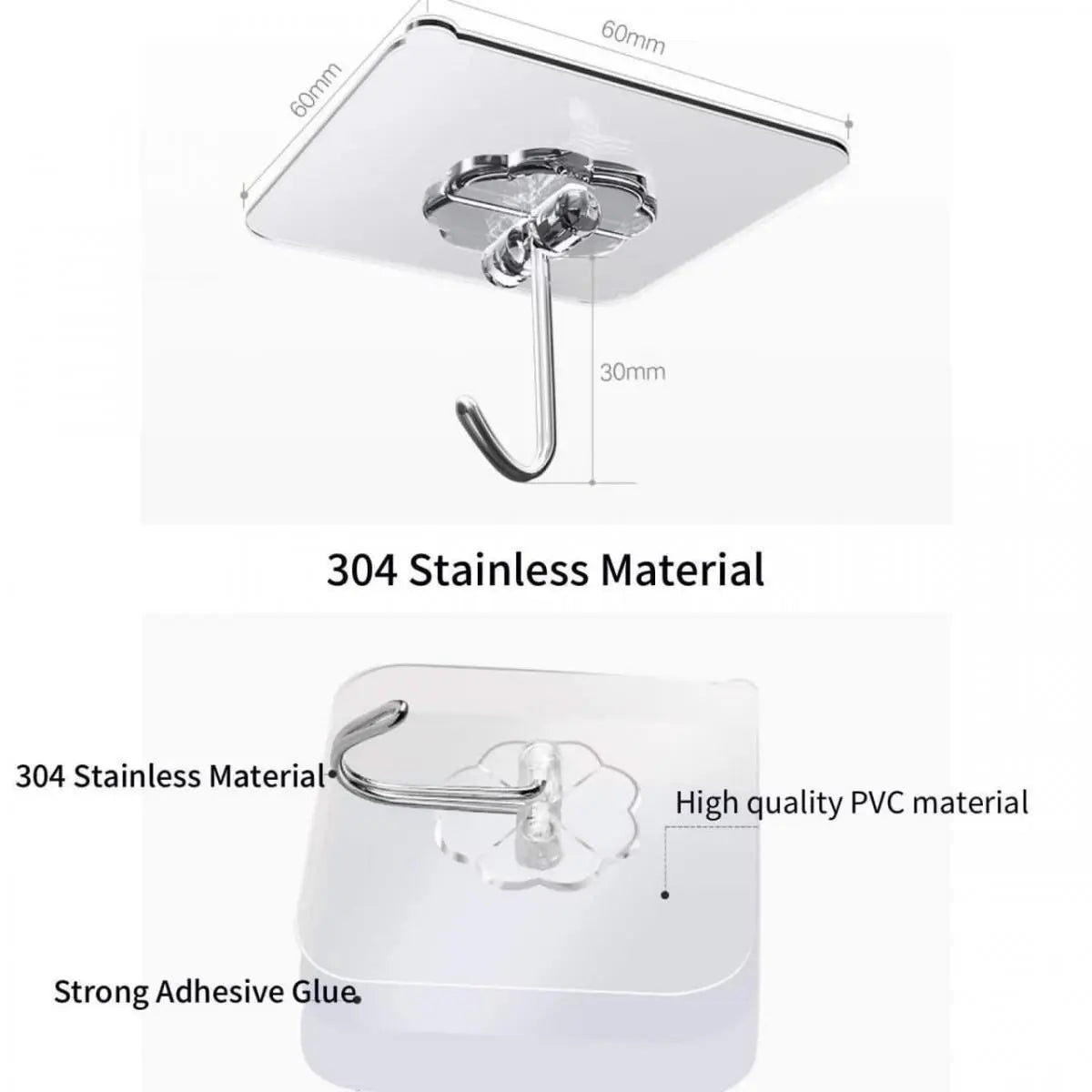 Transparent adhesive hooks – pack of 12