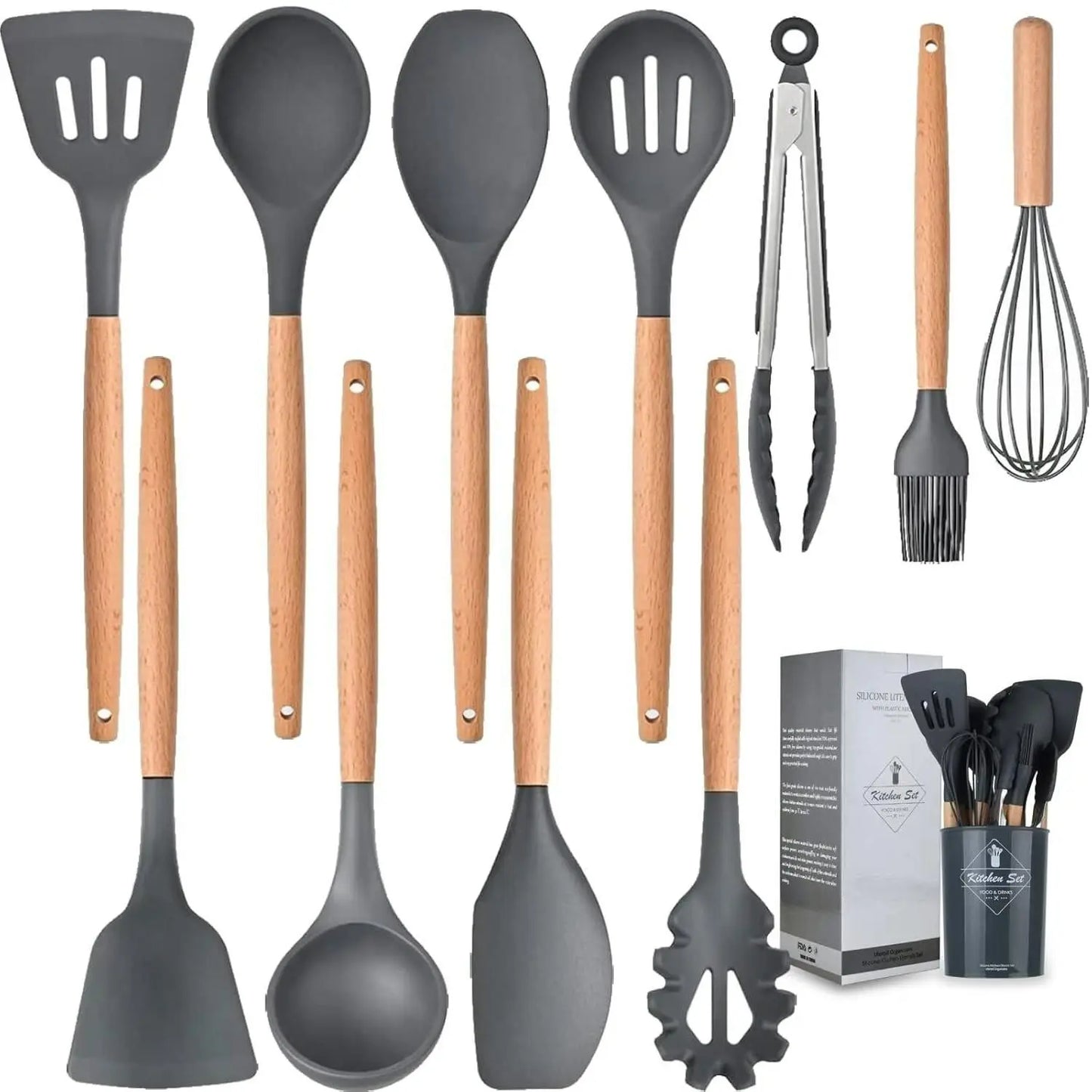 Silicone Cooking Utensils Set (11 Pcs)