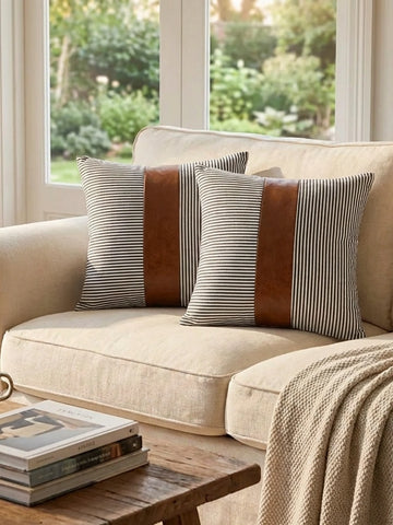 Luxury Leather & Cotton Pillow Covers