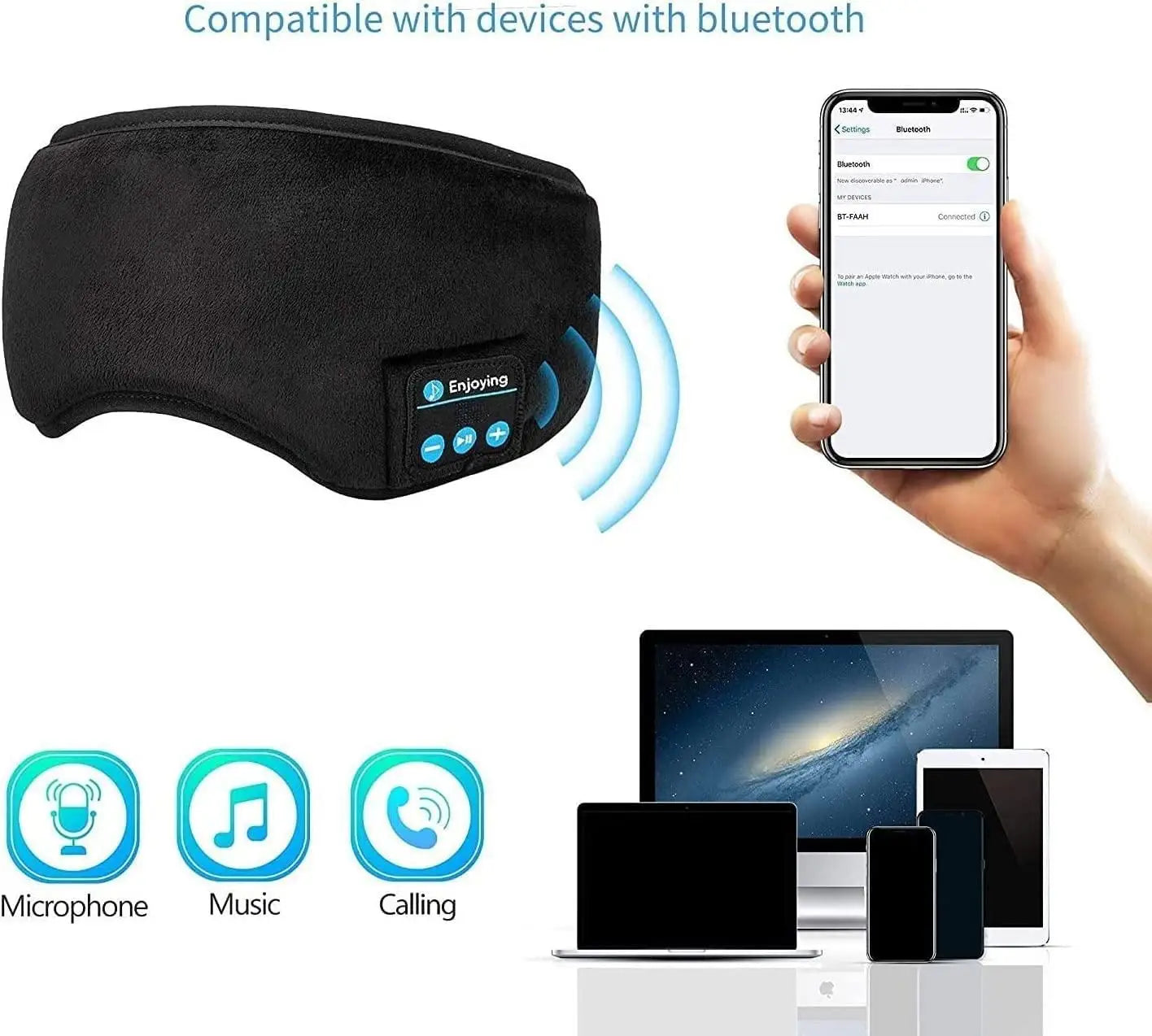 Wireless bluetooth eye mask with music