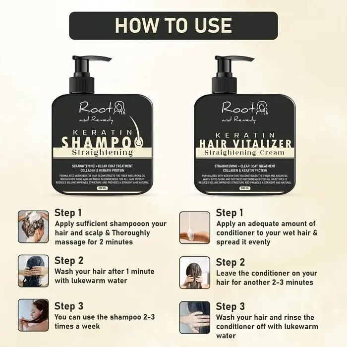 Herbal Pro Hair Straightening Shampoo & Keratin Cream – 300ml Each