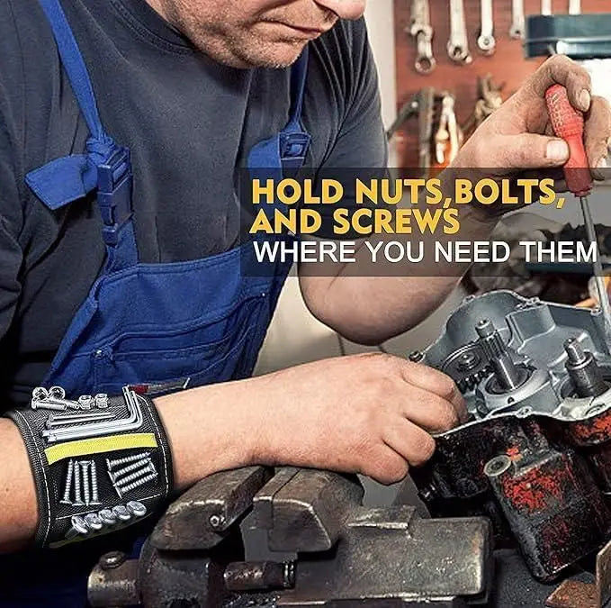 Magnetic wrist band for holding small metal accessories & tools