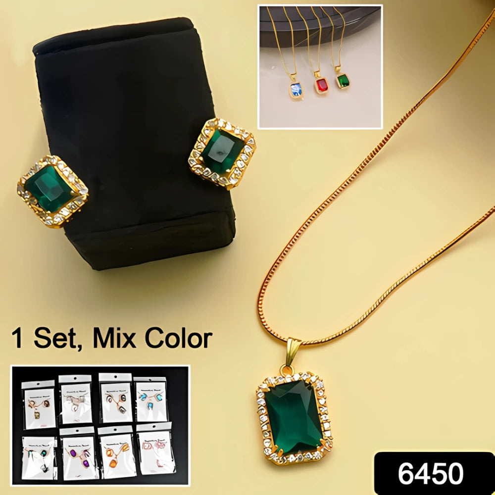 Elegant Stone Pendant Jewelry Set