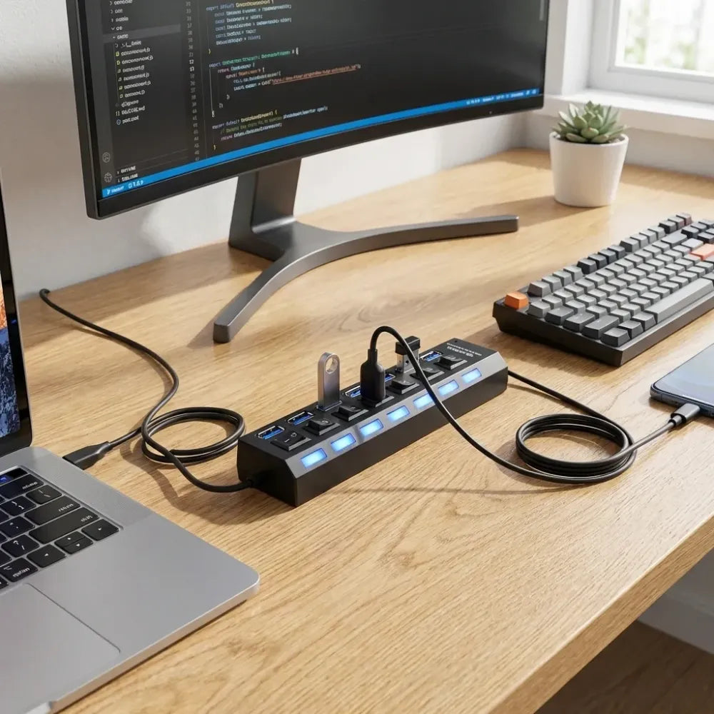 7-port usb hub with switches - home improvement
