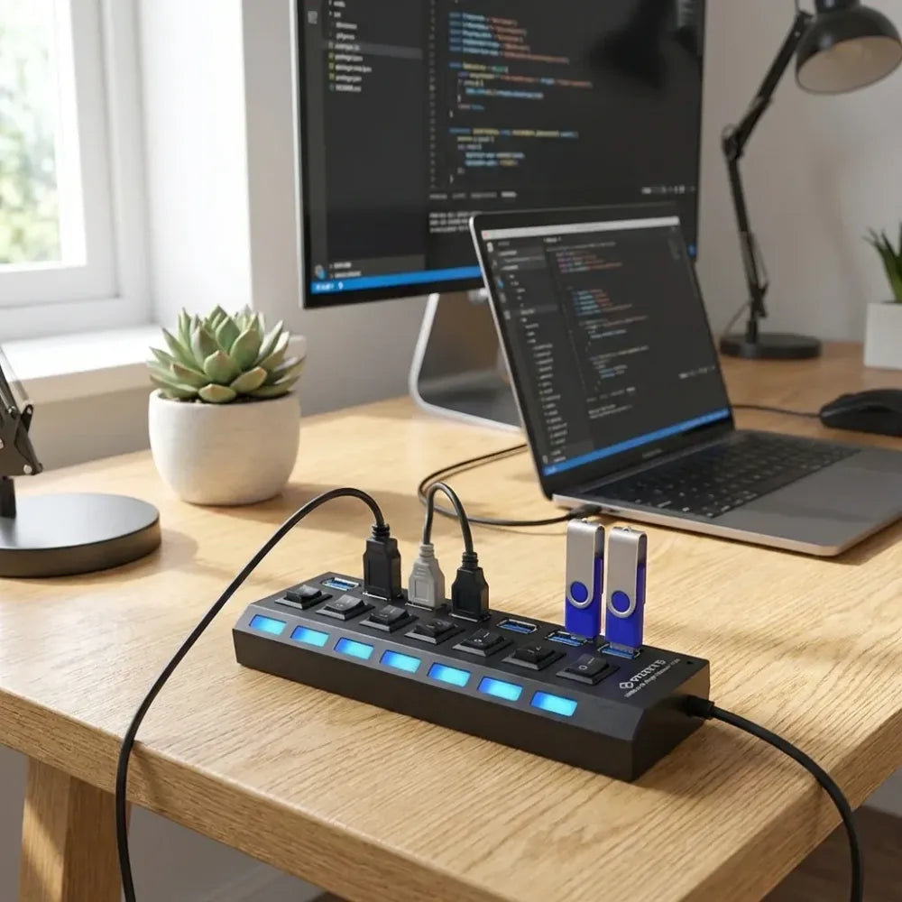 7-port usb hub with switches - home improvement
