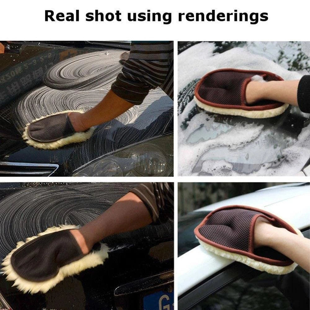 Wool & Mesh Car Cleaning Mitt
