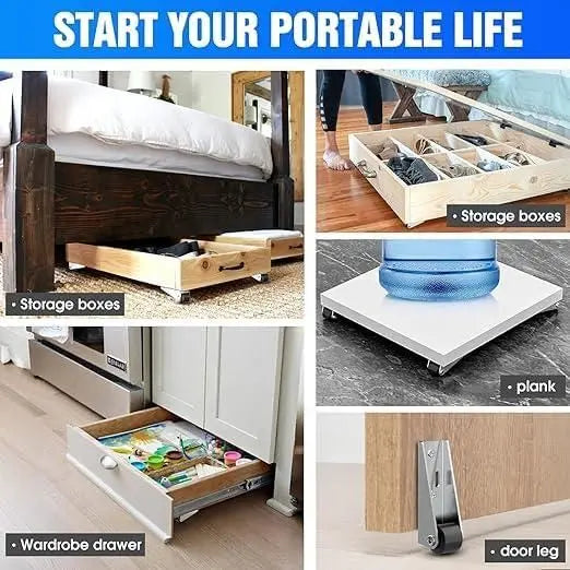 4 Pcs Metal Caster Wheels